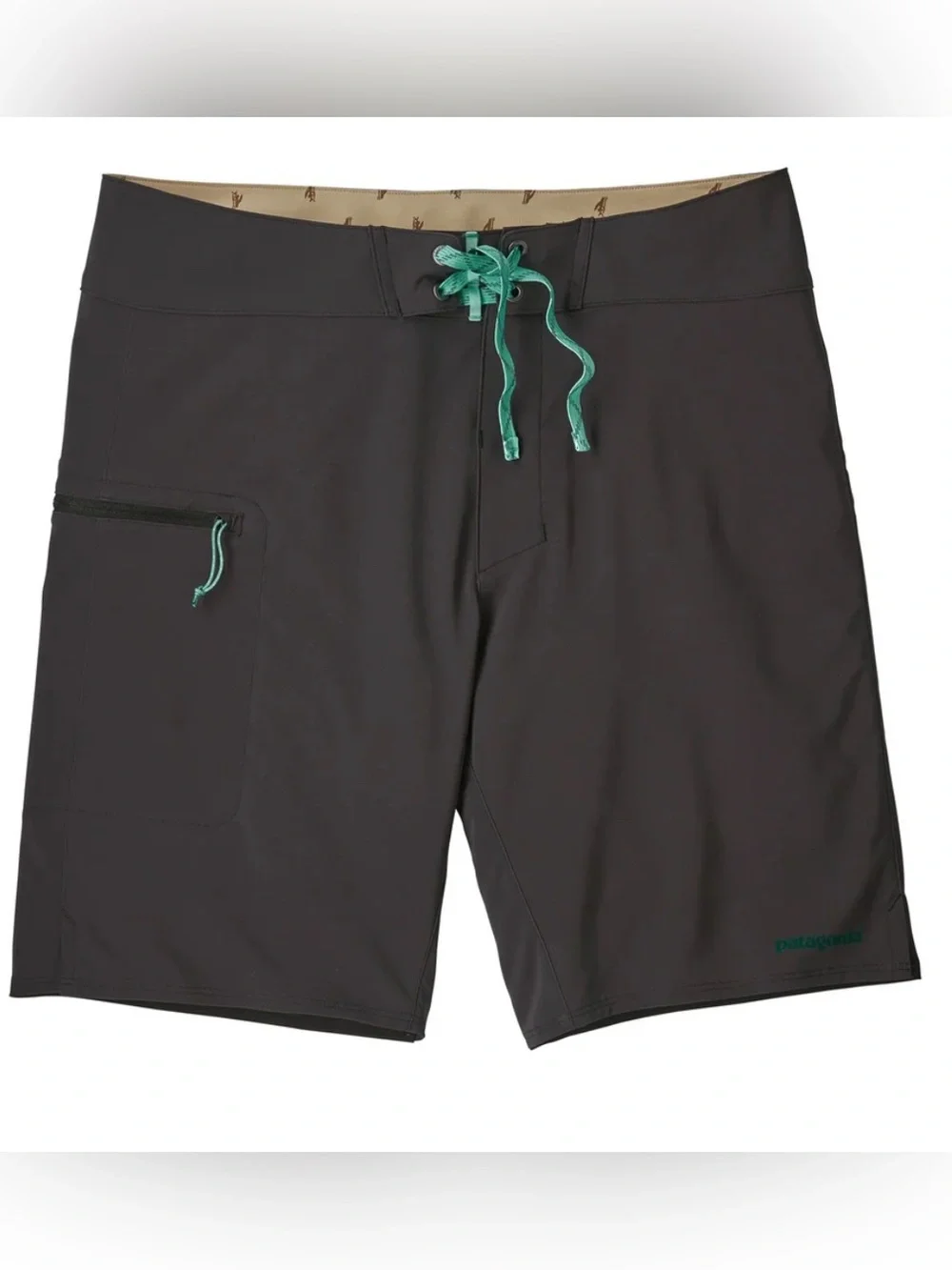 Patagonia Black Board Shorts with Teal Drawcord